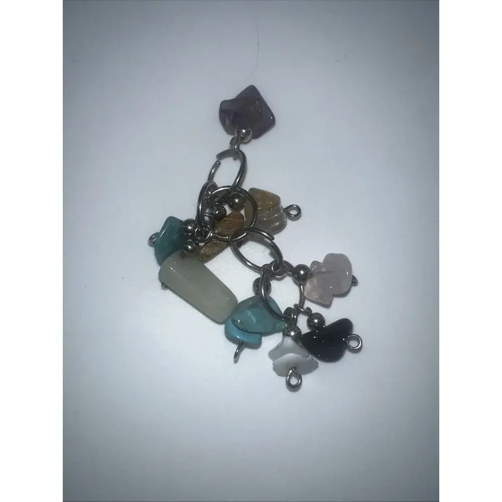 Pendant Purse Charm Dangle Gemstones Beads Silver Necklace